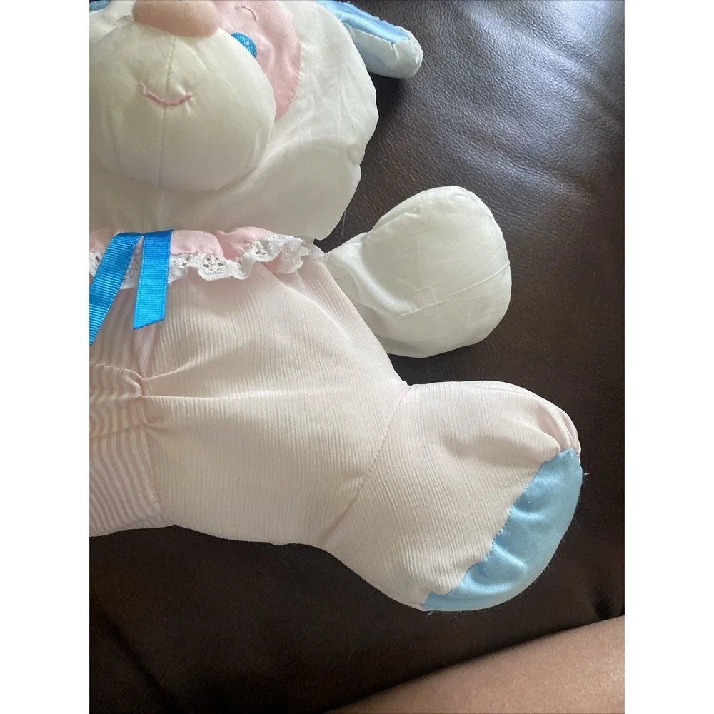 Fisher Price Puffalump Puppy Dog Nylon Plush 1356 1988 Pink Blue Bear Rattle 10